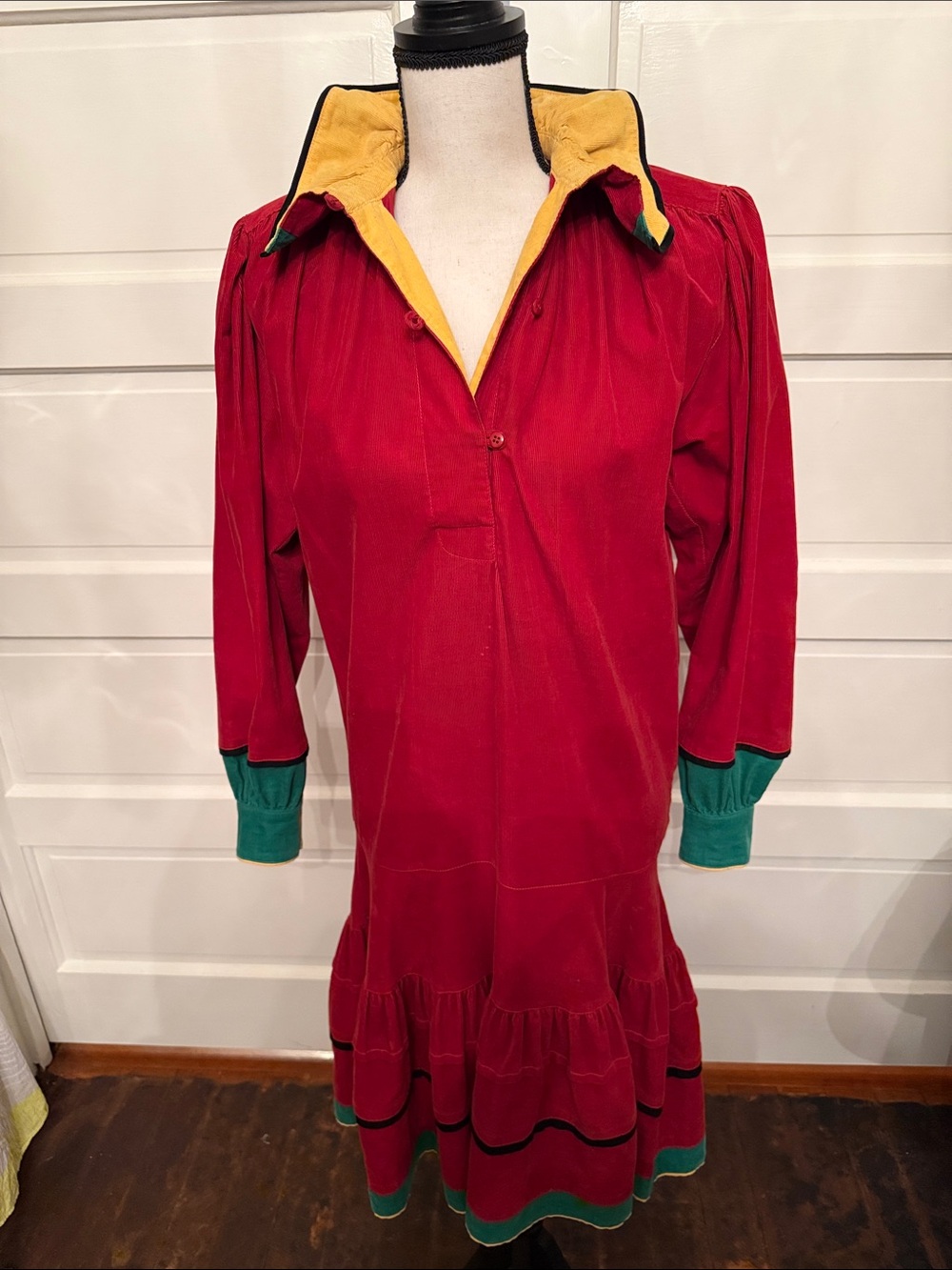 Vintage Kenzo Paris Corduroy Prairie Dress french designer avant garde costume S